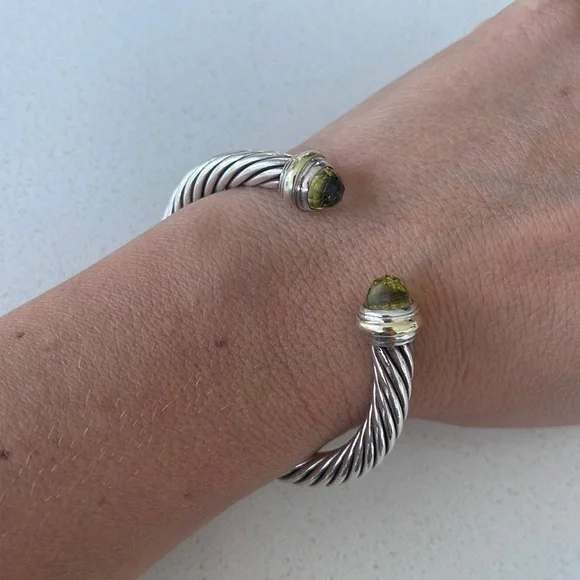 David Yurman cable classic bracelet Prasiolite & 14k yellow gold, 7mm